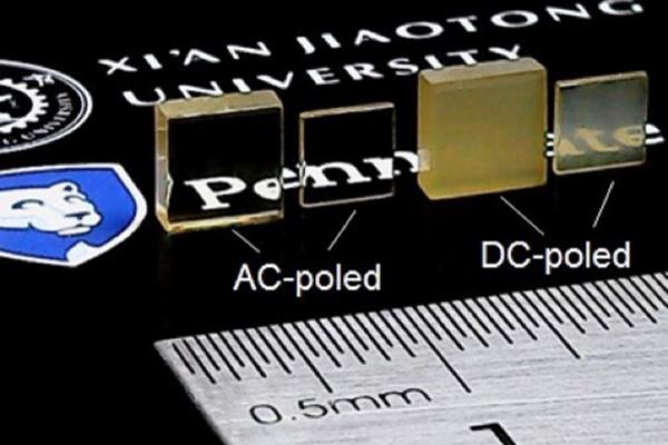 Transparent crystal of piezoelectric material